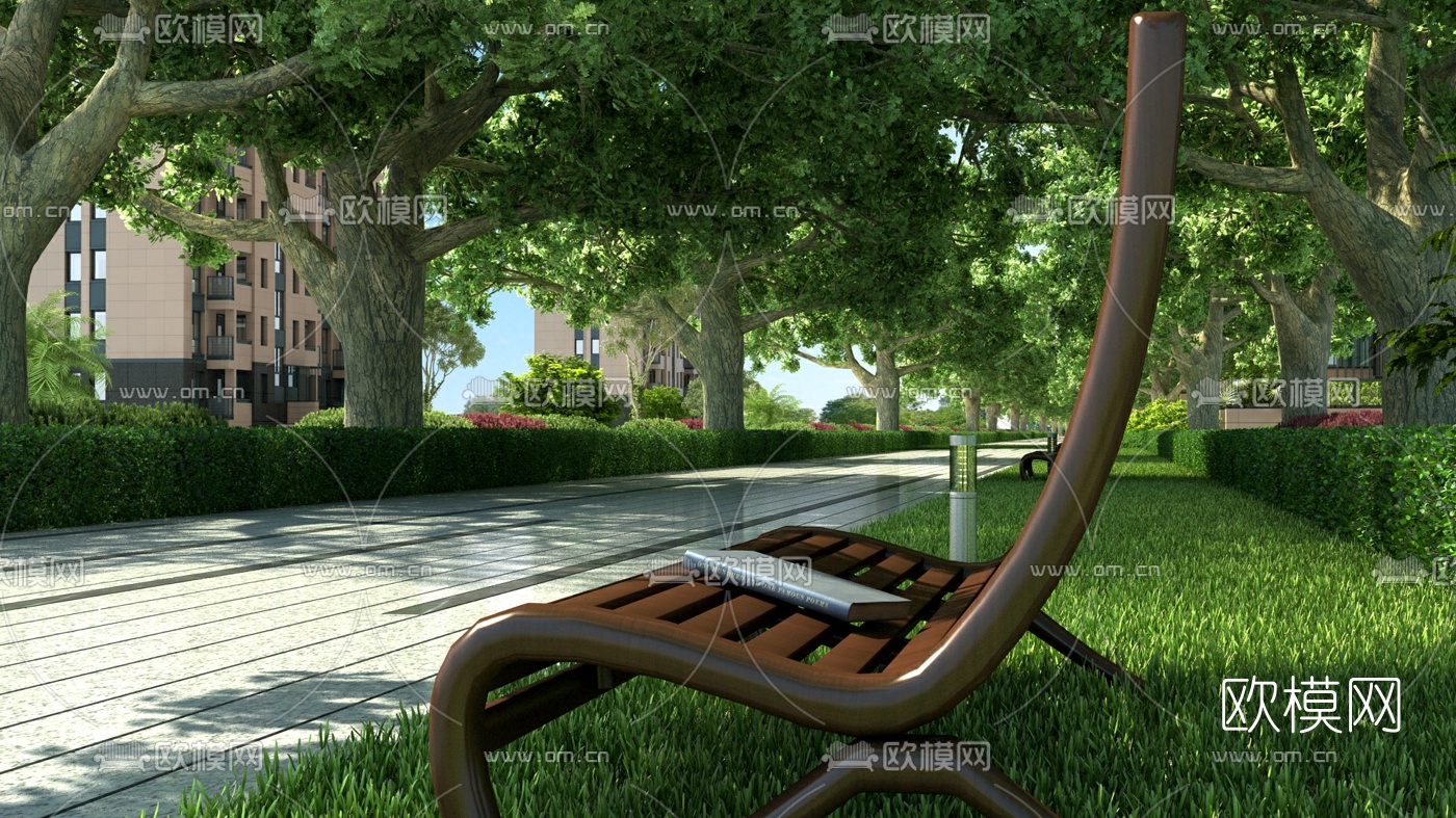 现代小区园林景观3d模型下载
