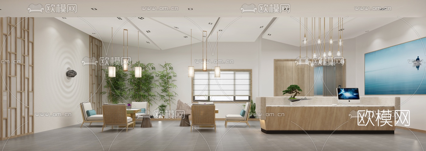 现代瑜伽馆健身房3d模型