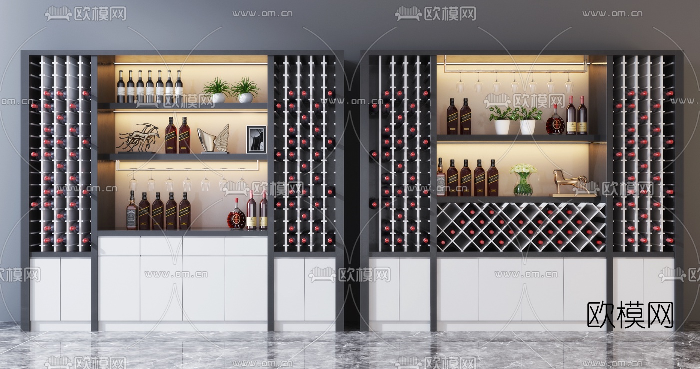 现代实木酒柜3d模型