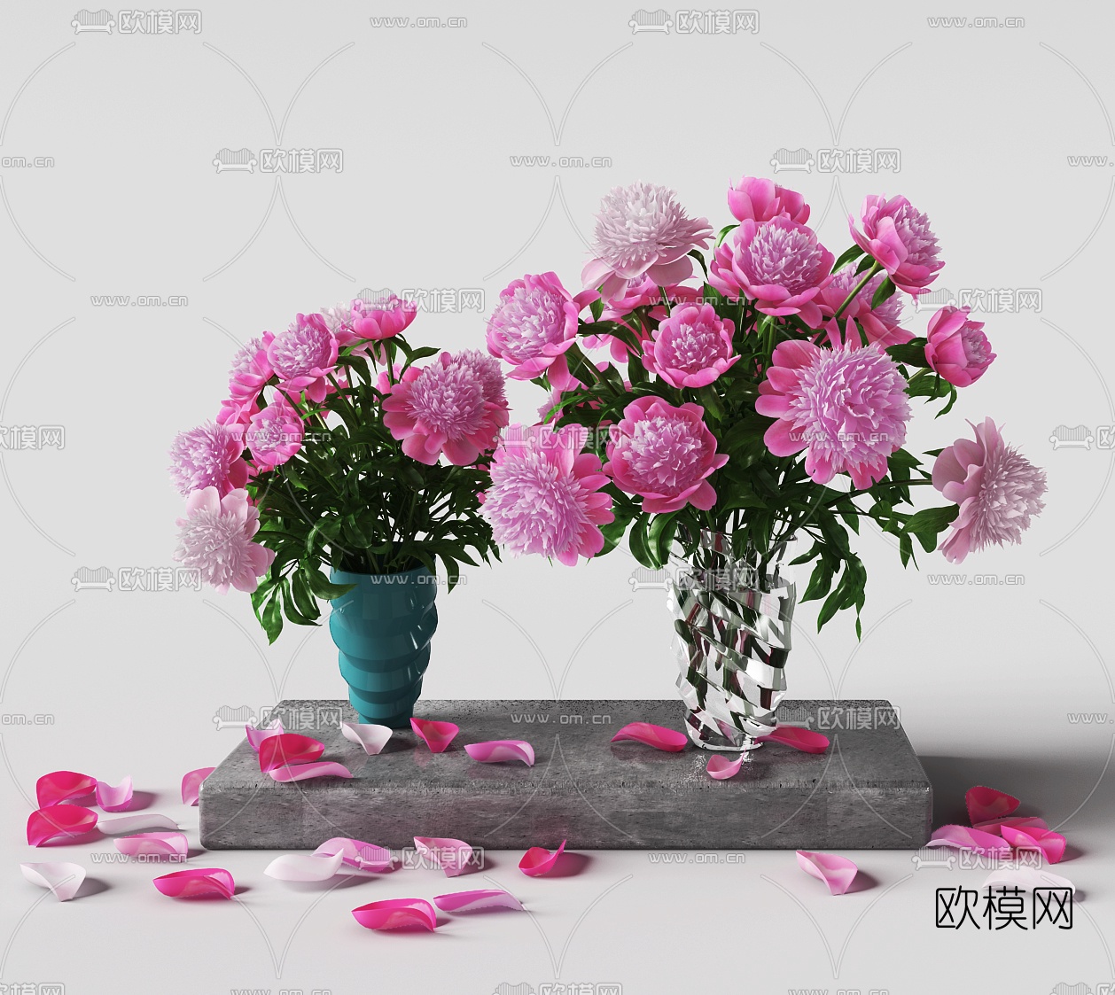 现代牡丹花3d模型下载