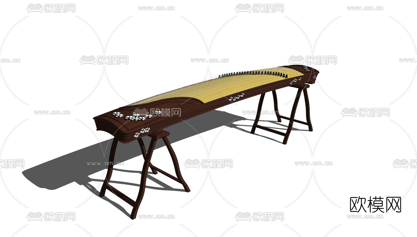 中式古筝免费su模型下载