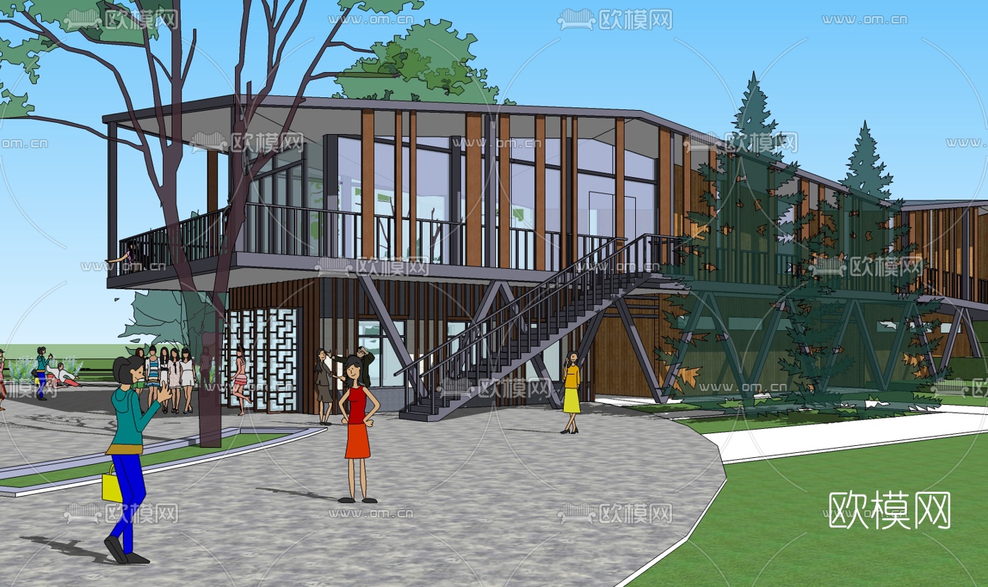 现代活动中心su模型下载（渲染图1）