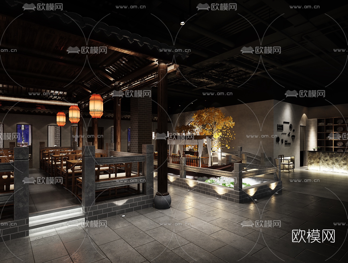 新中式中餐厅3d模型