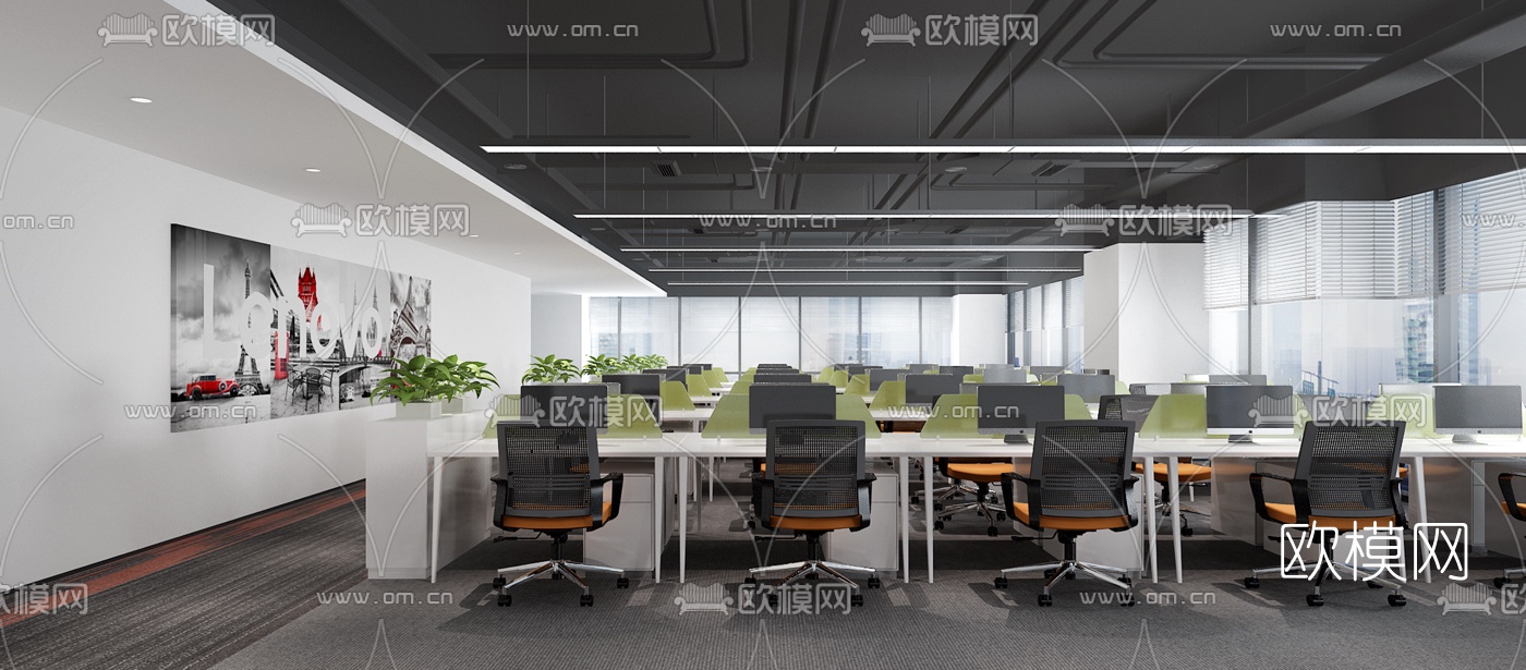 工业风办公室办公区3d模型
