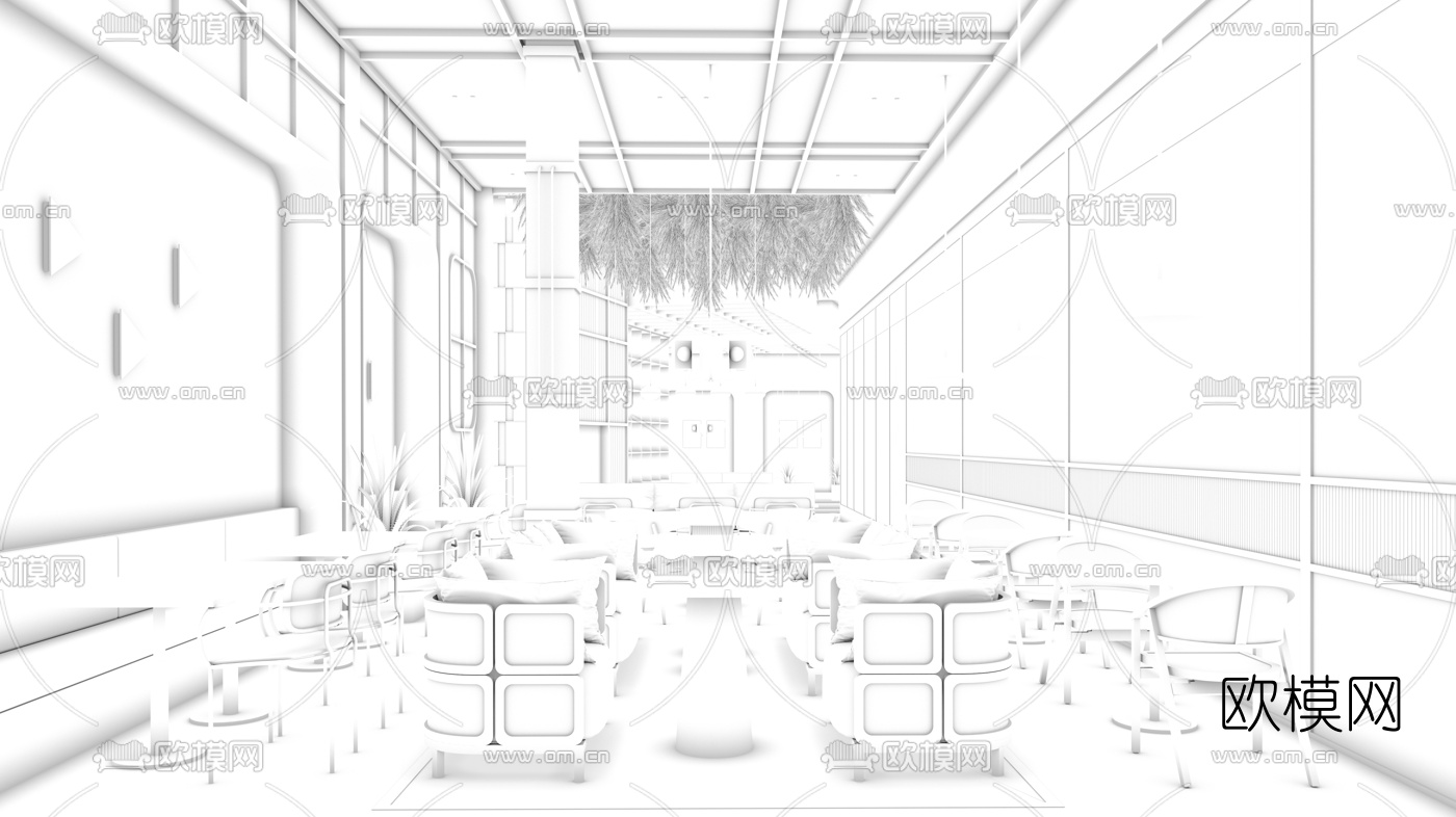 Proyecto Singular设计- 现代休闲餐厅3d模型