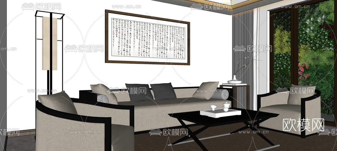 新中式台球室su模型下载（渲染图8）