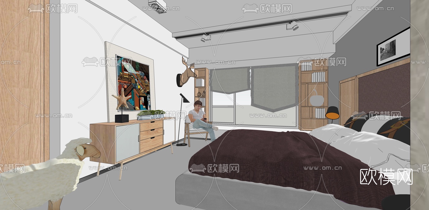 北欧酒店客房su模型下载（渲染图4）