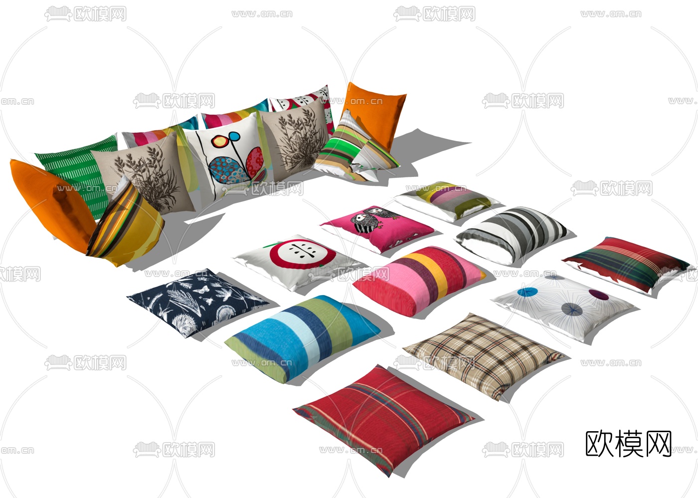 现代布艺抱枕su模型下载（渲染图1）
