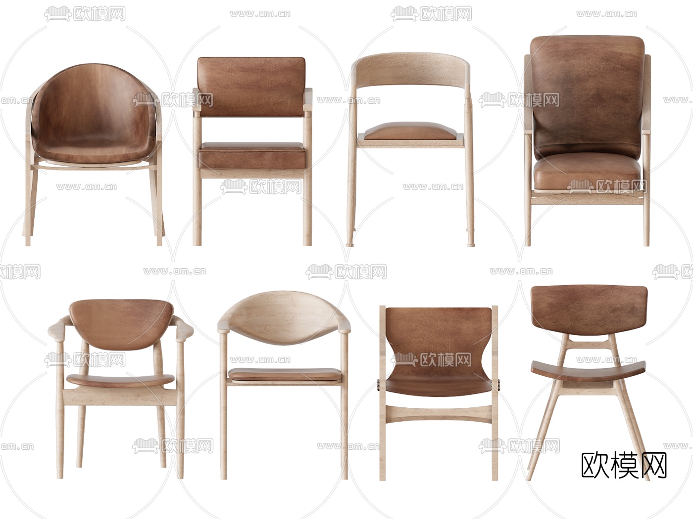 北欧实木单椅3d模型下载