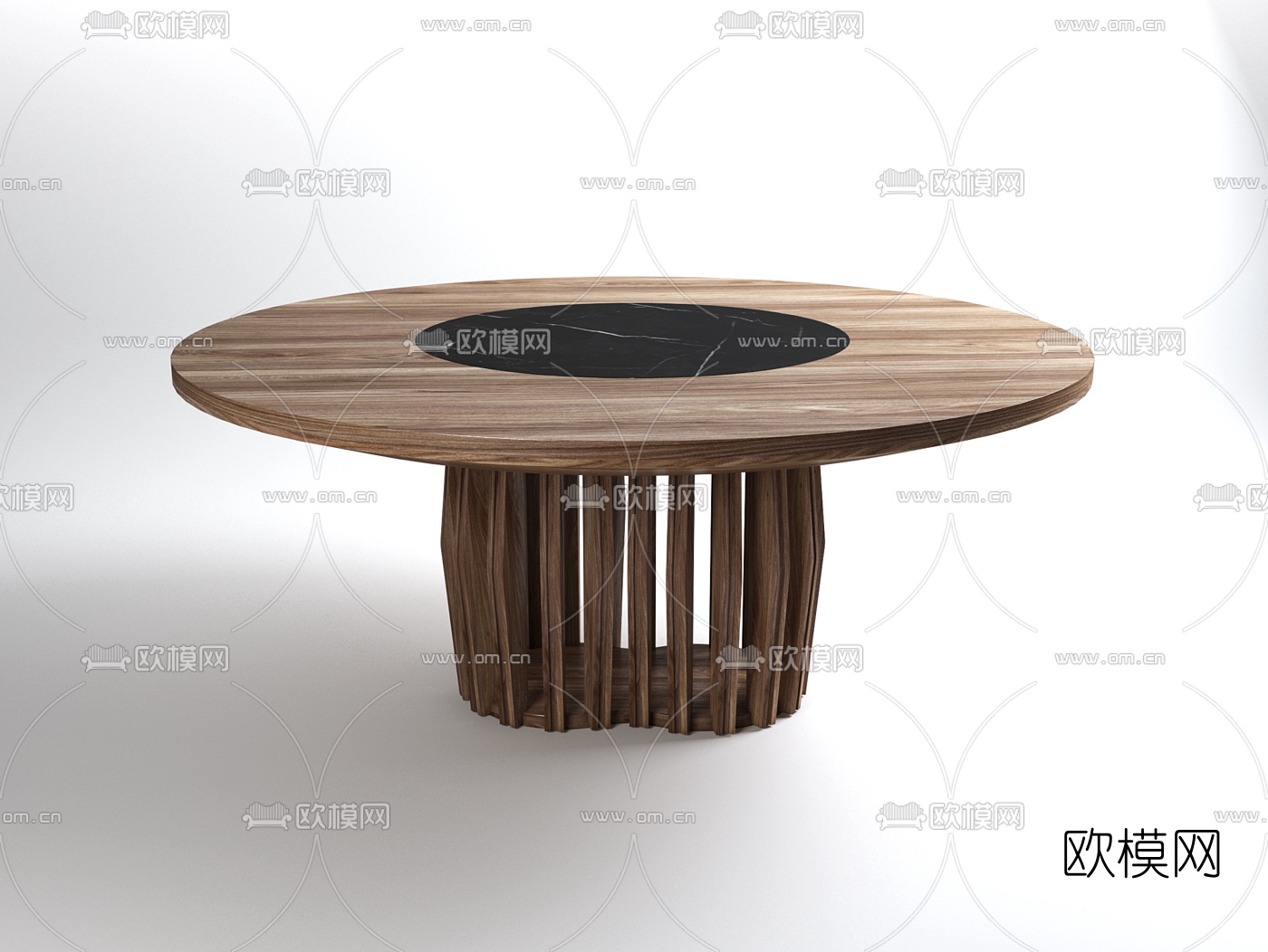 意大利Riva1920品牌 现代圆形原木大理石餐桌3d模型下载