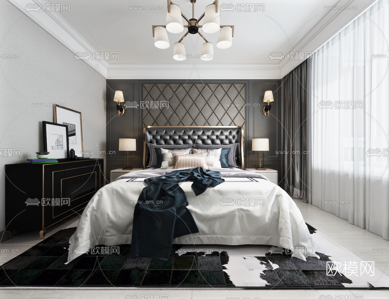 后现代卧室3d模型下载（渲染图1）