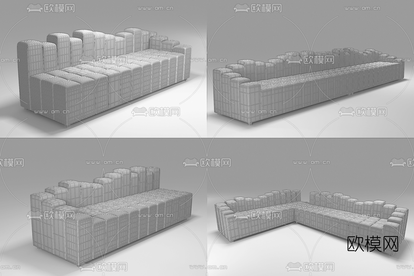 北欧时尚布艺拼接休闲沙发3d模型