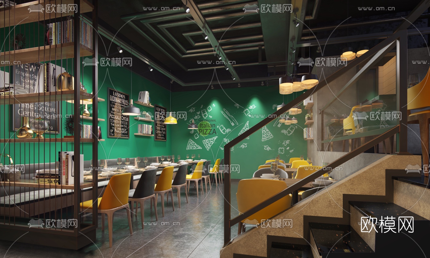 工业风牛排店3d模型