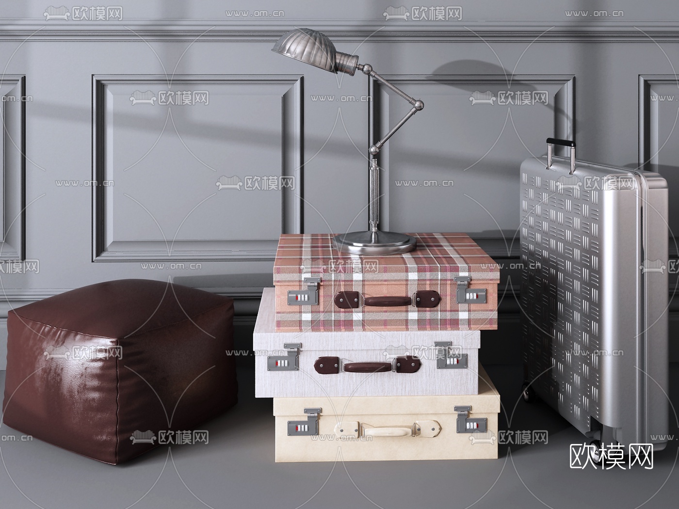 现代皮箱提包行李箱3d模型下载