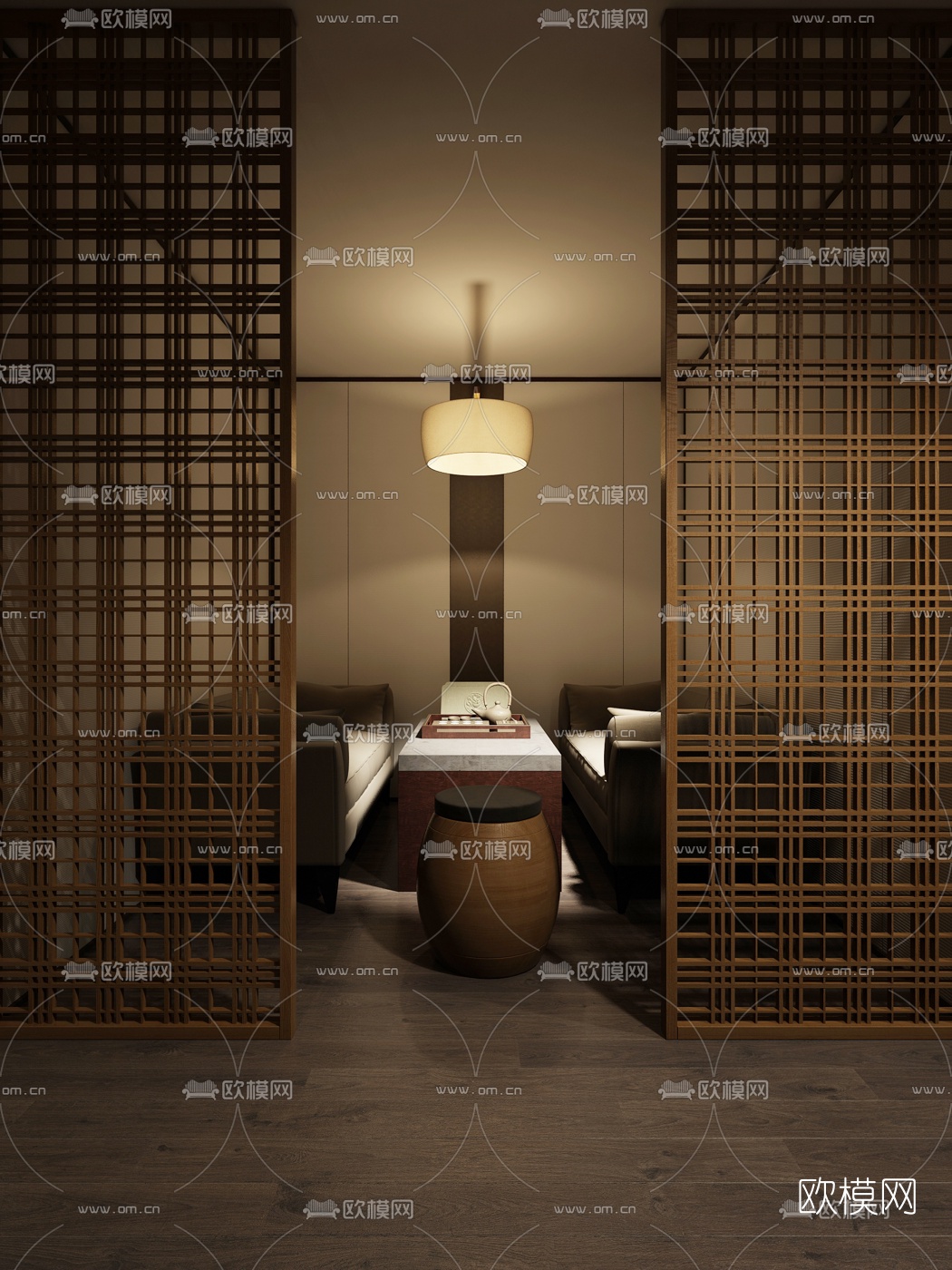 新中式茶会所3d模型