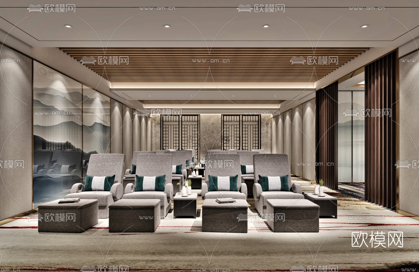新中式会所洗浴休息大厅3D模型下载_ID10118869_3dmax免费模型-欧模网