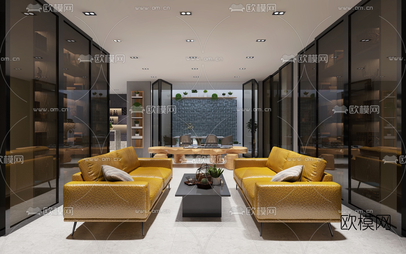 现代会所招待室3D模型下载（渲染图1）