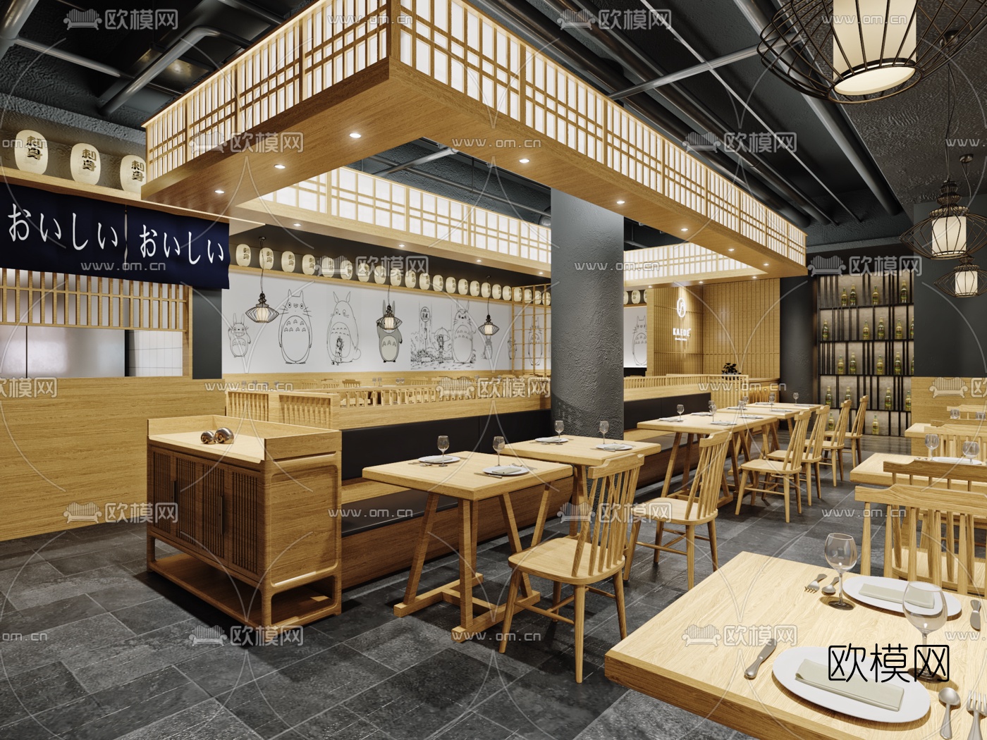 日式料理店3D模型下载（渲染图1）