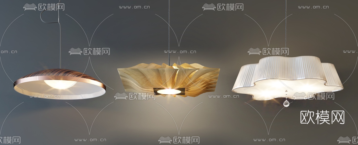 现代时尚吊灯灯具组合3D模型-免费3dmax模型库-欧模网
