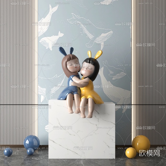 现代卡通雕塑摆件3d模型下载