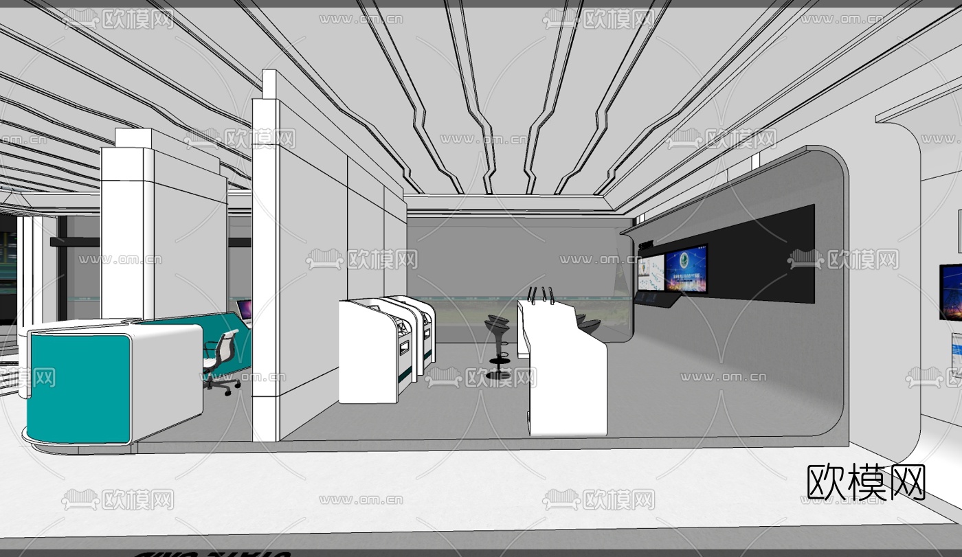 现代展厅su模型下载（渲染图7）
