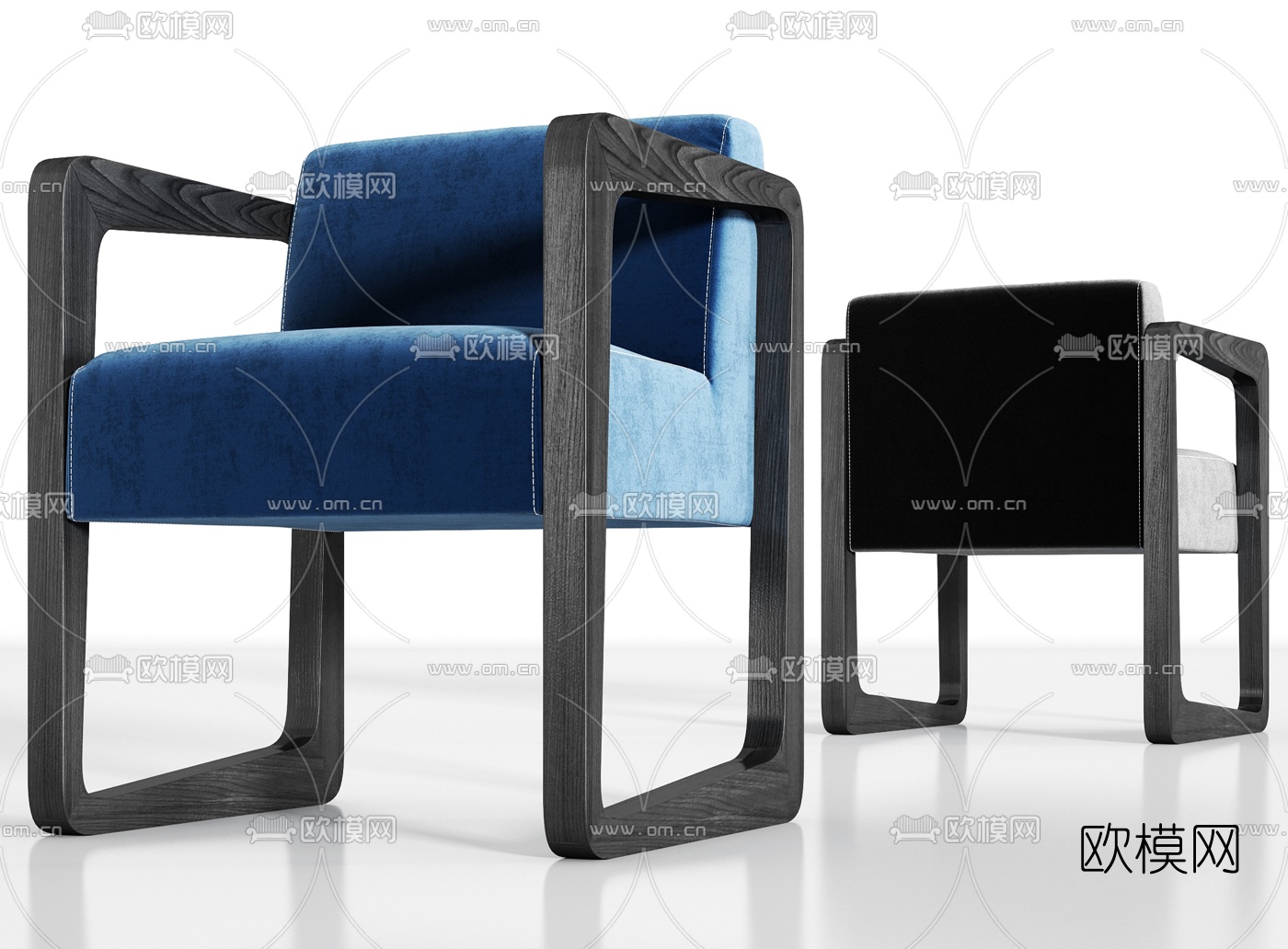 新中式实木单人沙发3d模型