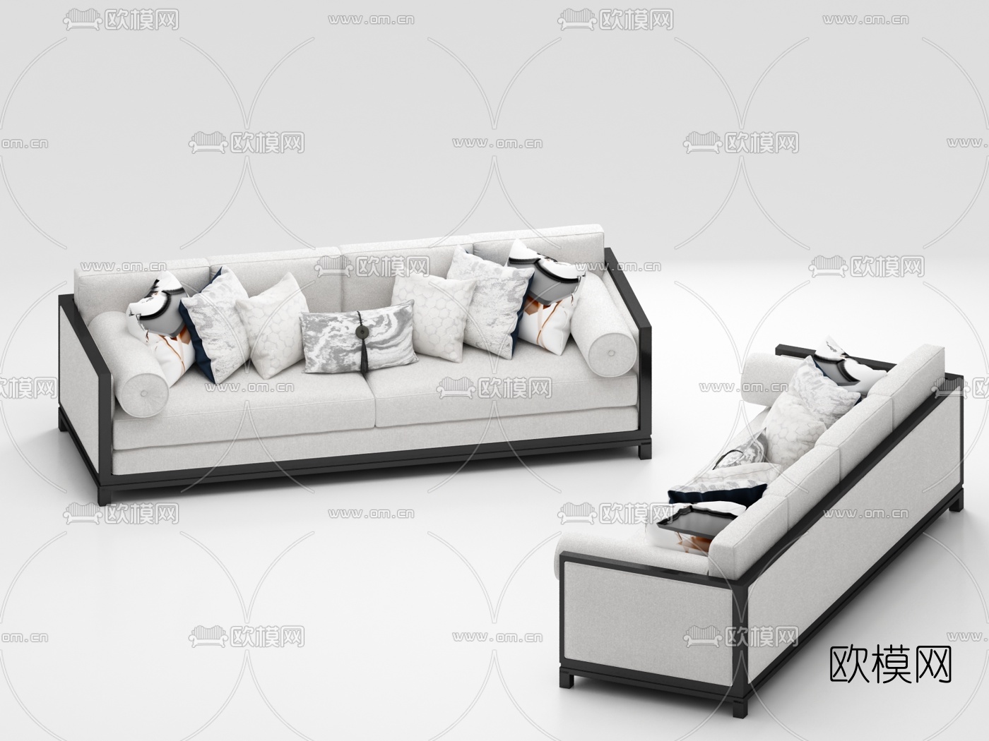 新中式双人沙发3d模型下载