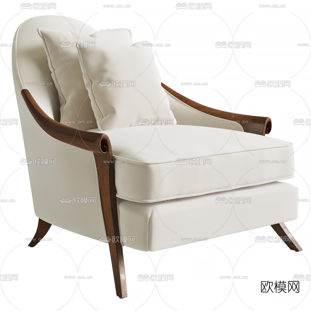 美式布艺单人沙发3d模型