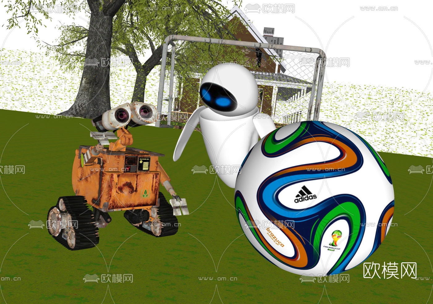 现代瓦力足球机器人su模型下载