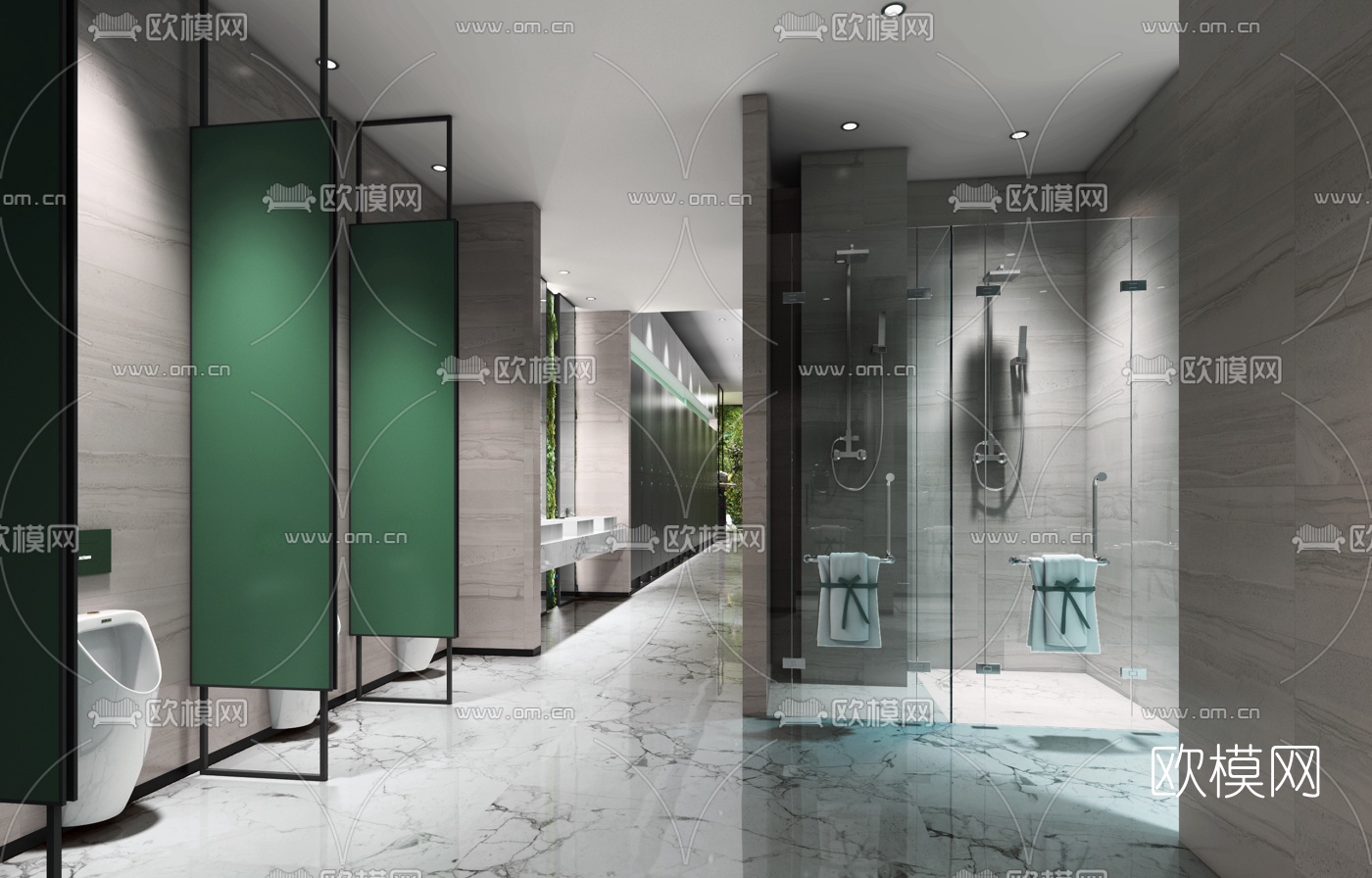 现代公共卫生间3d模型下载（渲染图1）