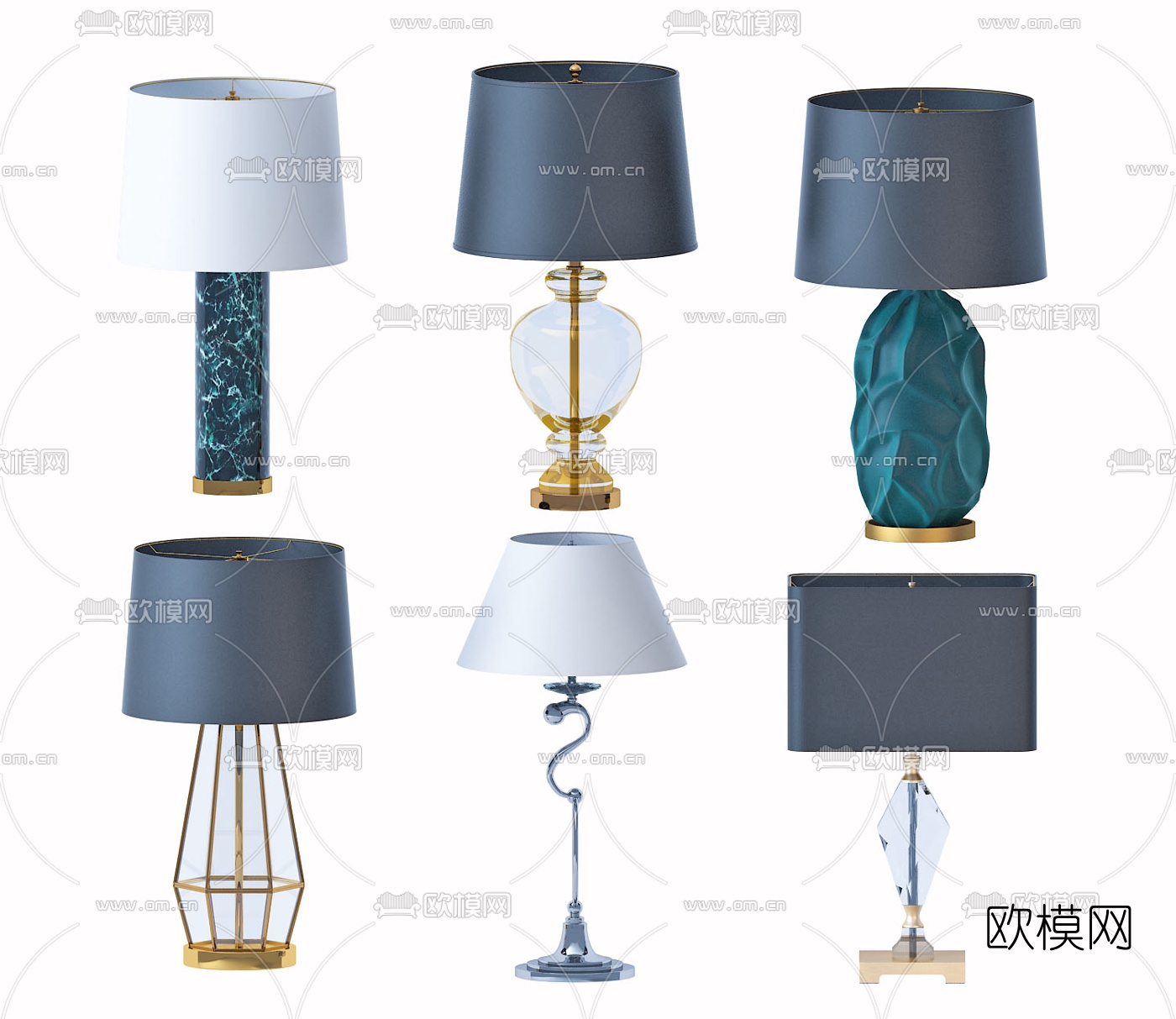 现代轻奢金属台灯3d模型下载