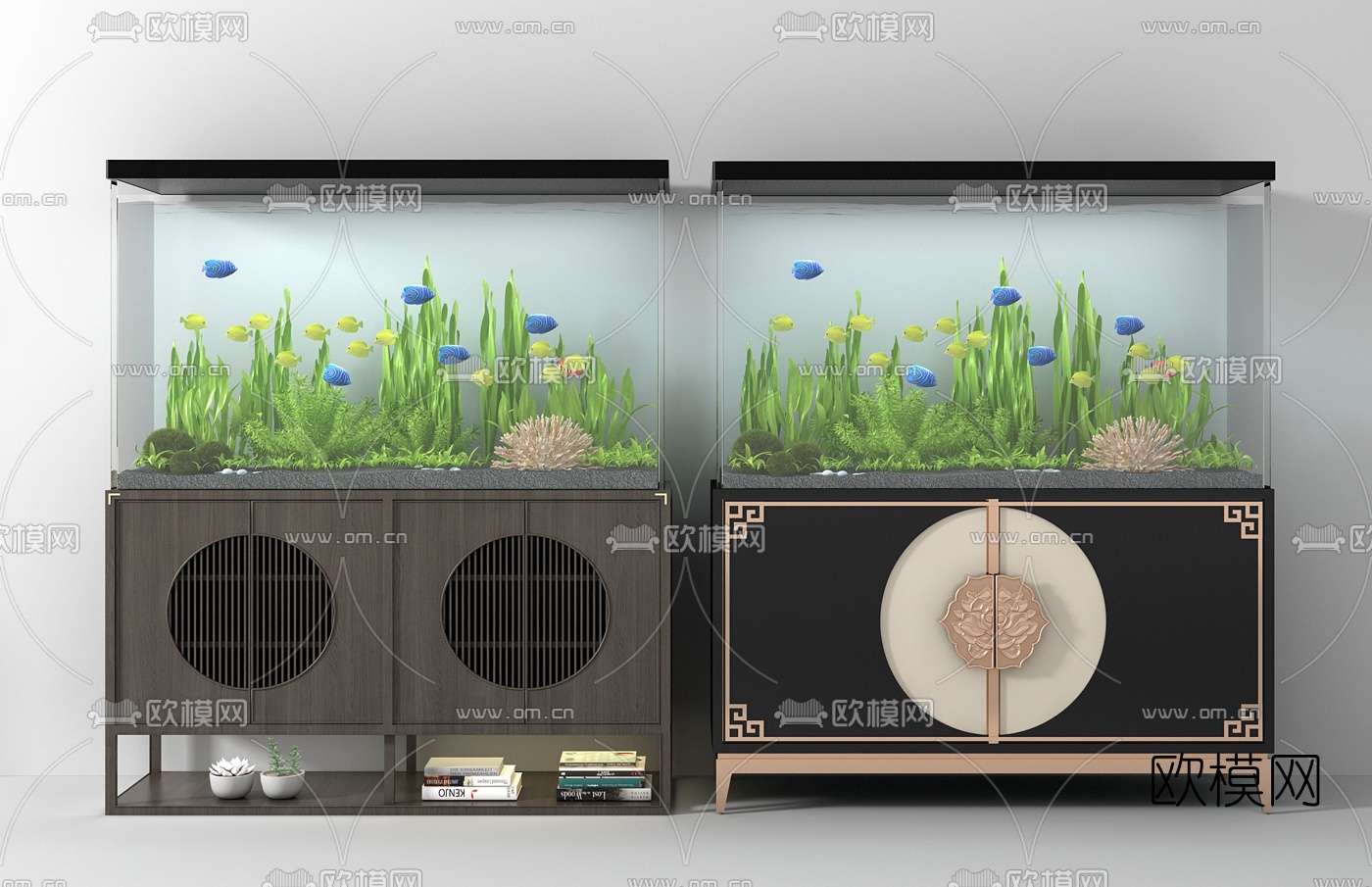 现代鱼缸组合3d模型