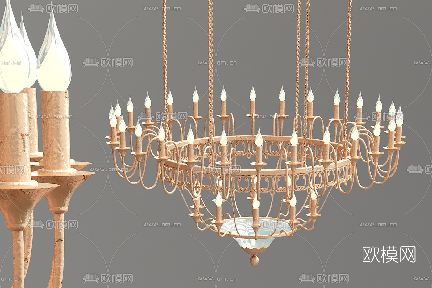 欧式古典金属烛台吊灯3d模型下载