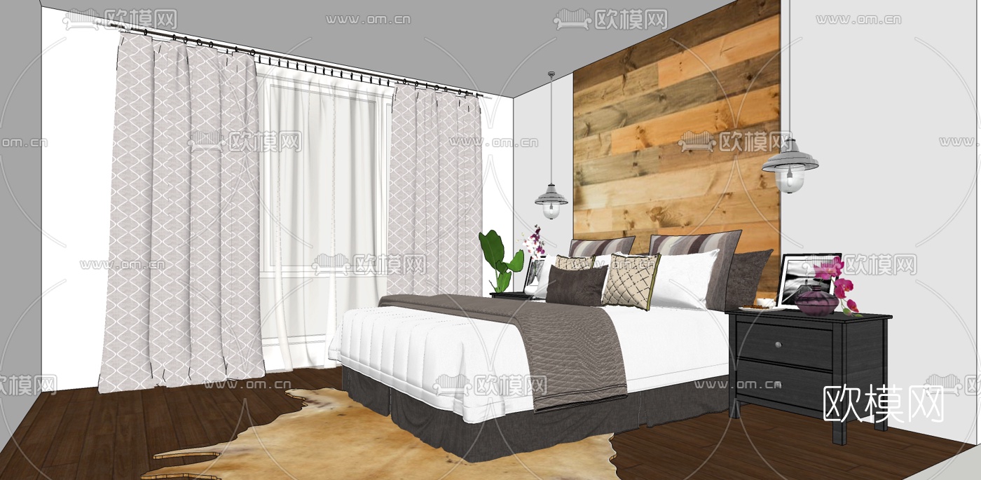 现代卧室su模型下载