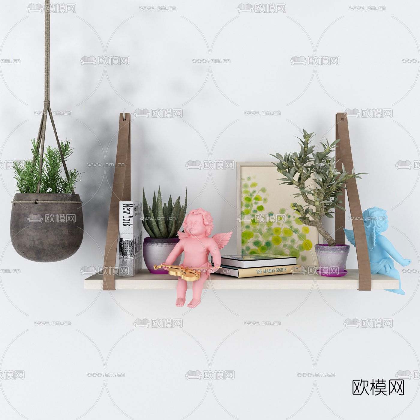 北欧装饰天使摆件盆栽挂饰3d模型下载