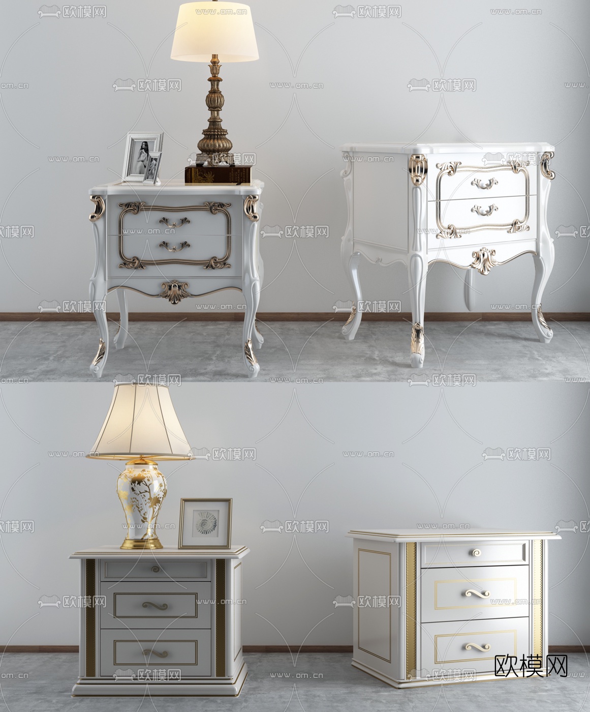 欧式床头柜3d模型下载