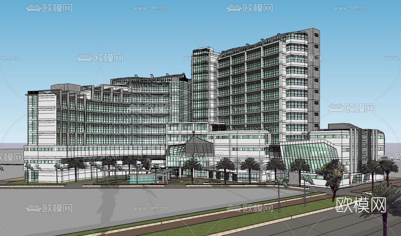 现代医院免费su模型下载