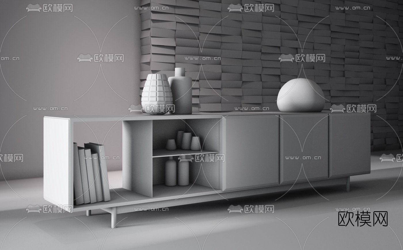意大利MINOTTI品牌现代边柜3D模型