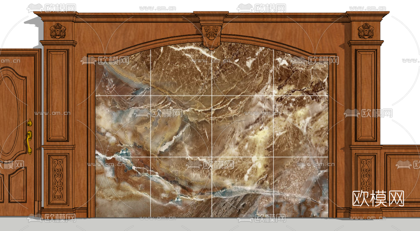 欧式实木护墙板su模型下载（渲染图3）