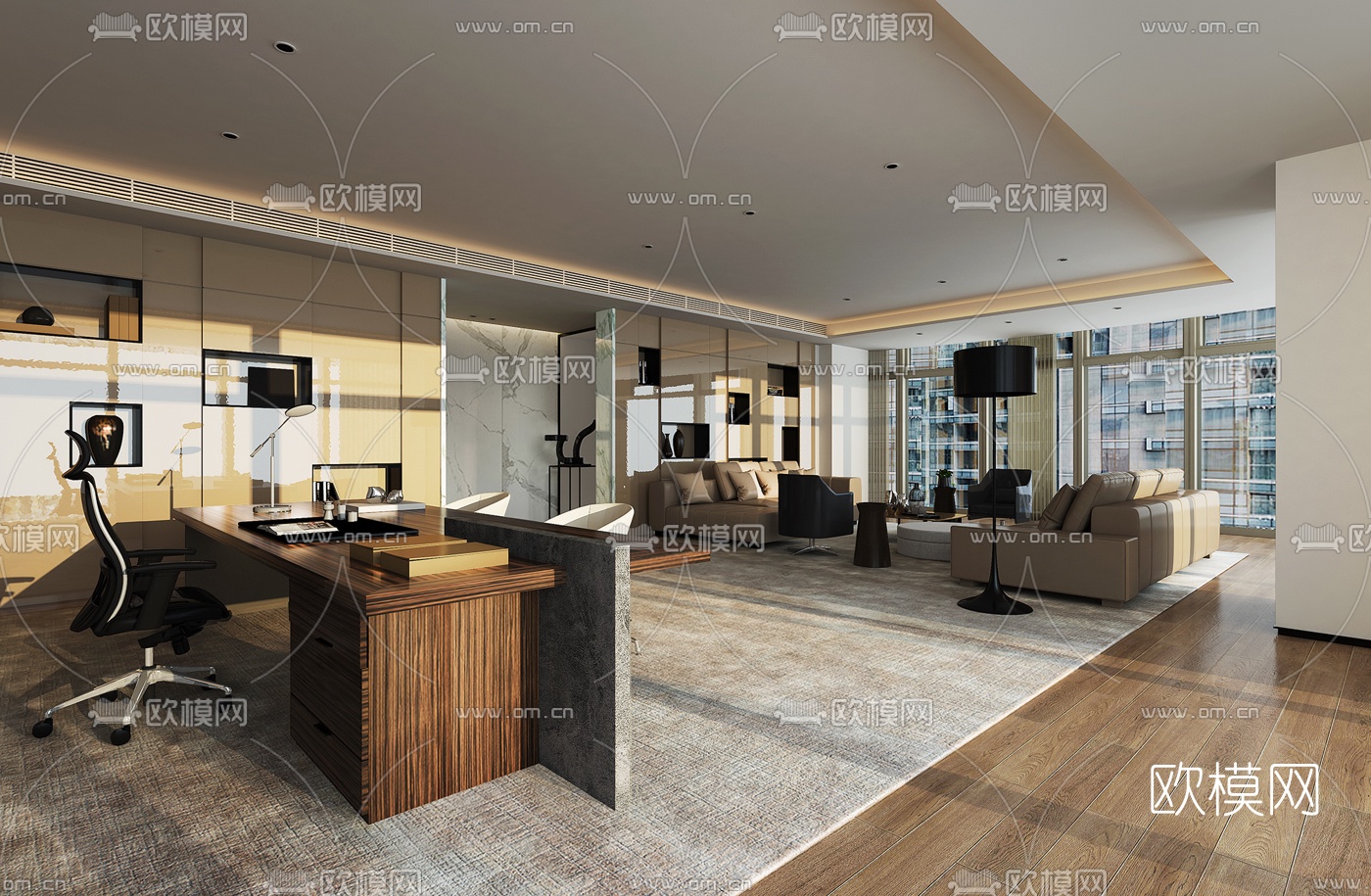 序向设计+CCD 现代总经理办公室3D模型下载