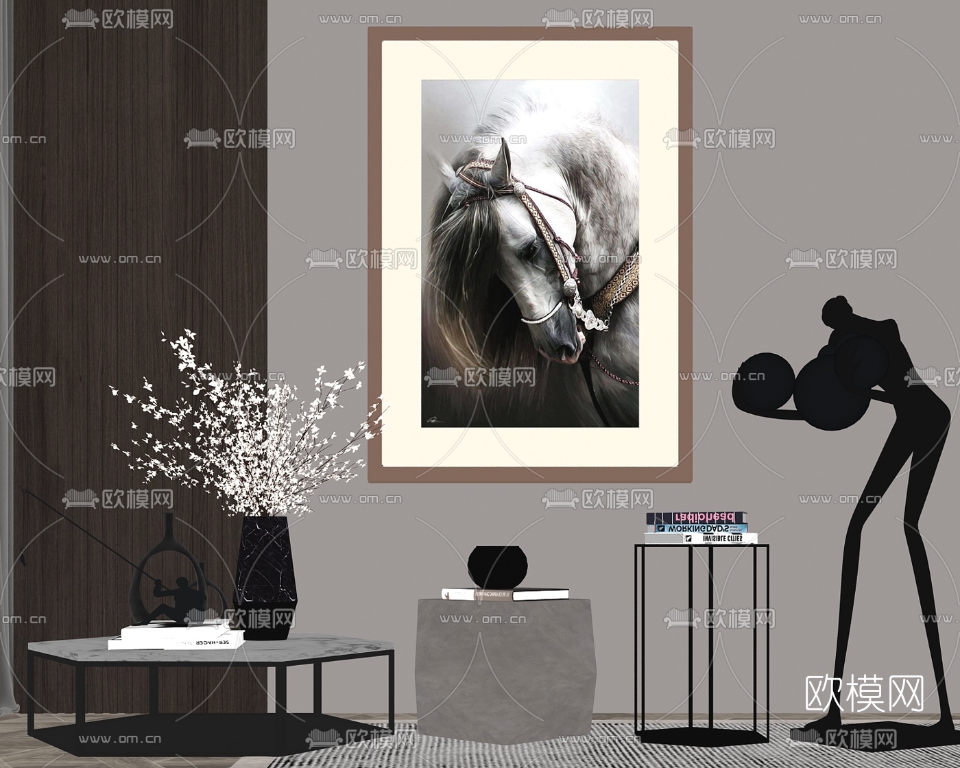 现代轻奢茶几边几su模型下载（渲染图2）