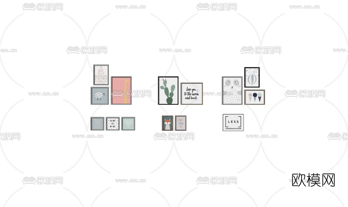 北欧装饰画免费su模型下载