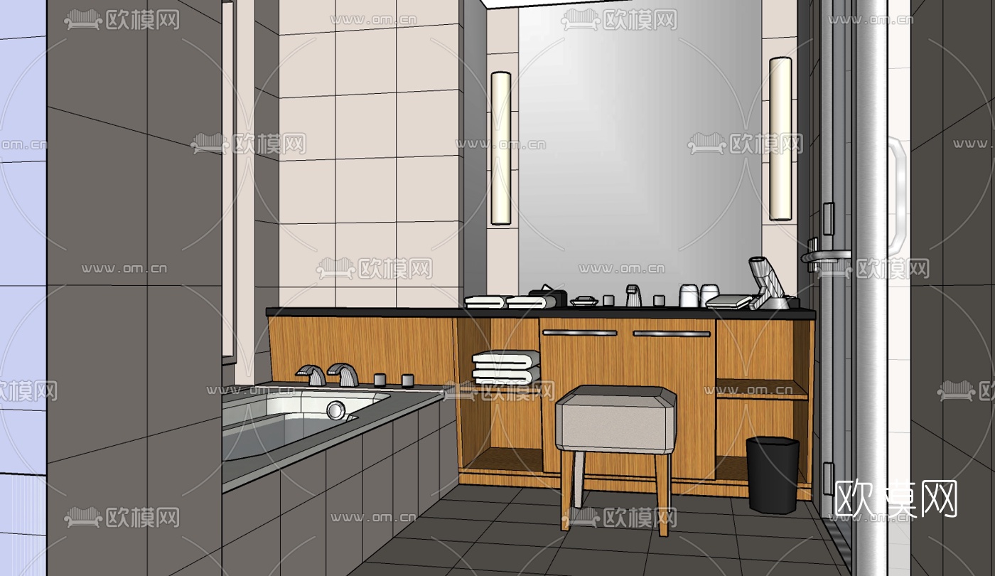 现代卫浴免费su模型下载（渲染图1）