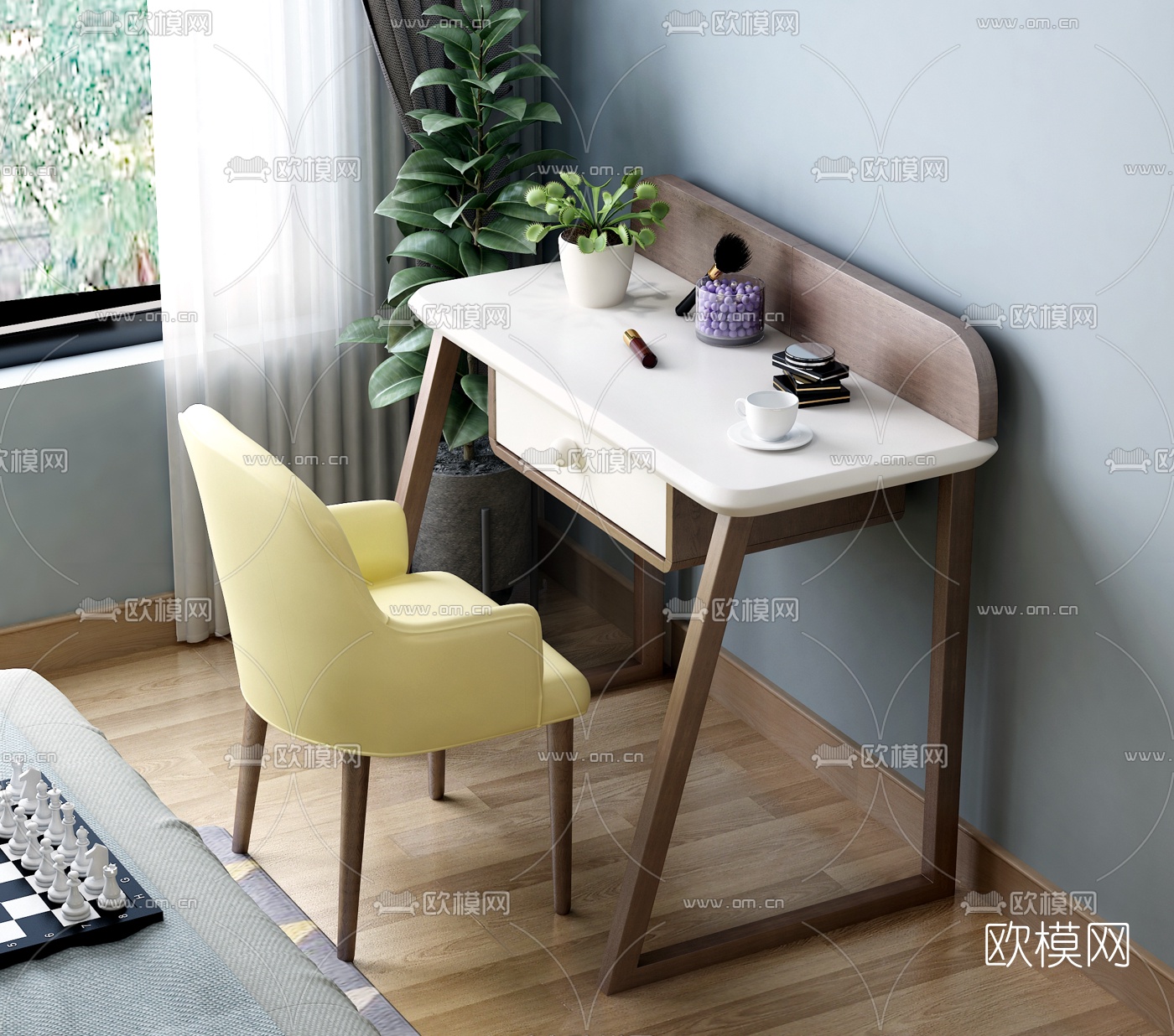 北欧简约梳妆台3d模型下载