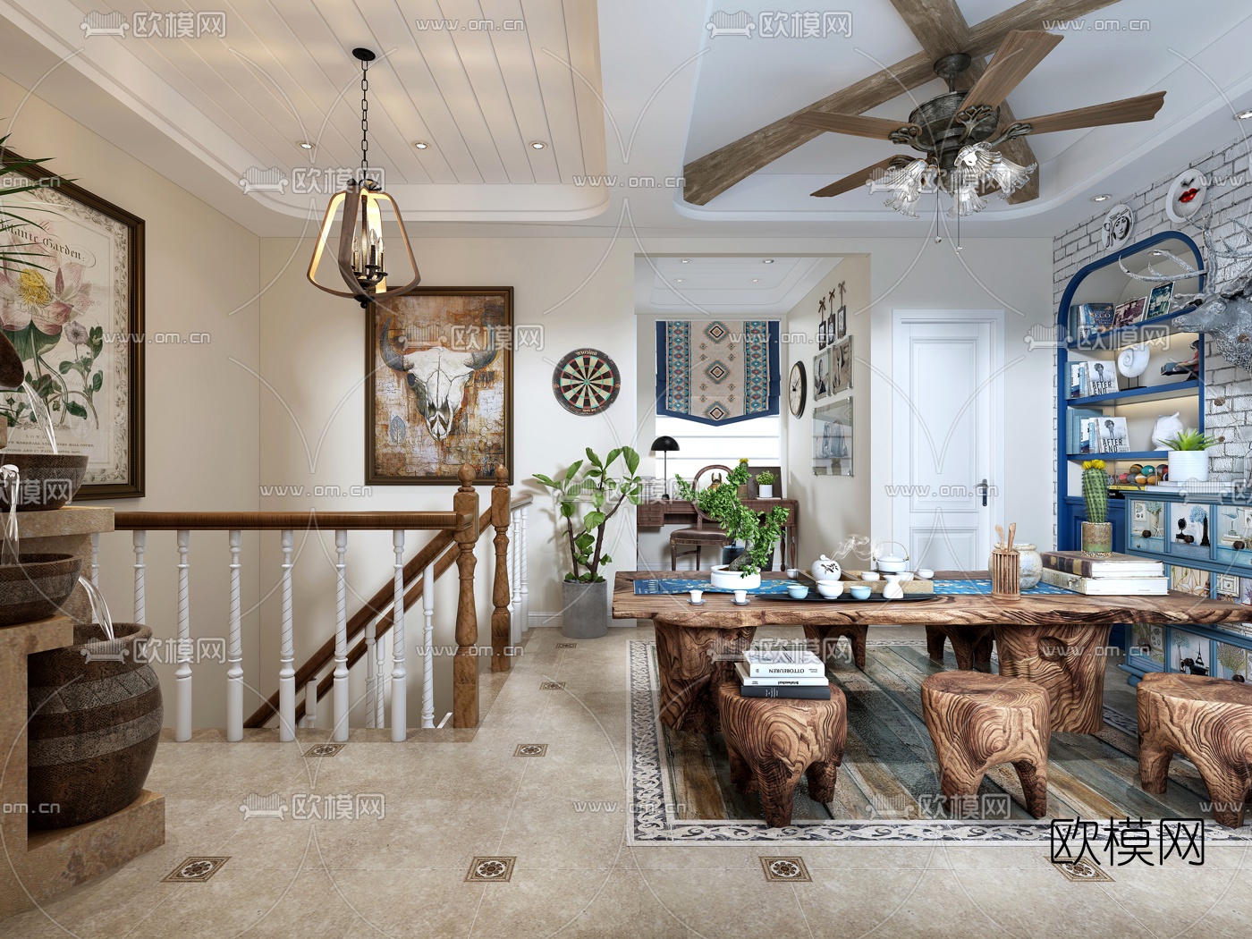 地中海阁楼茶室3D模型下载