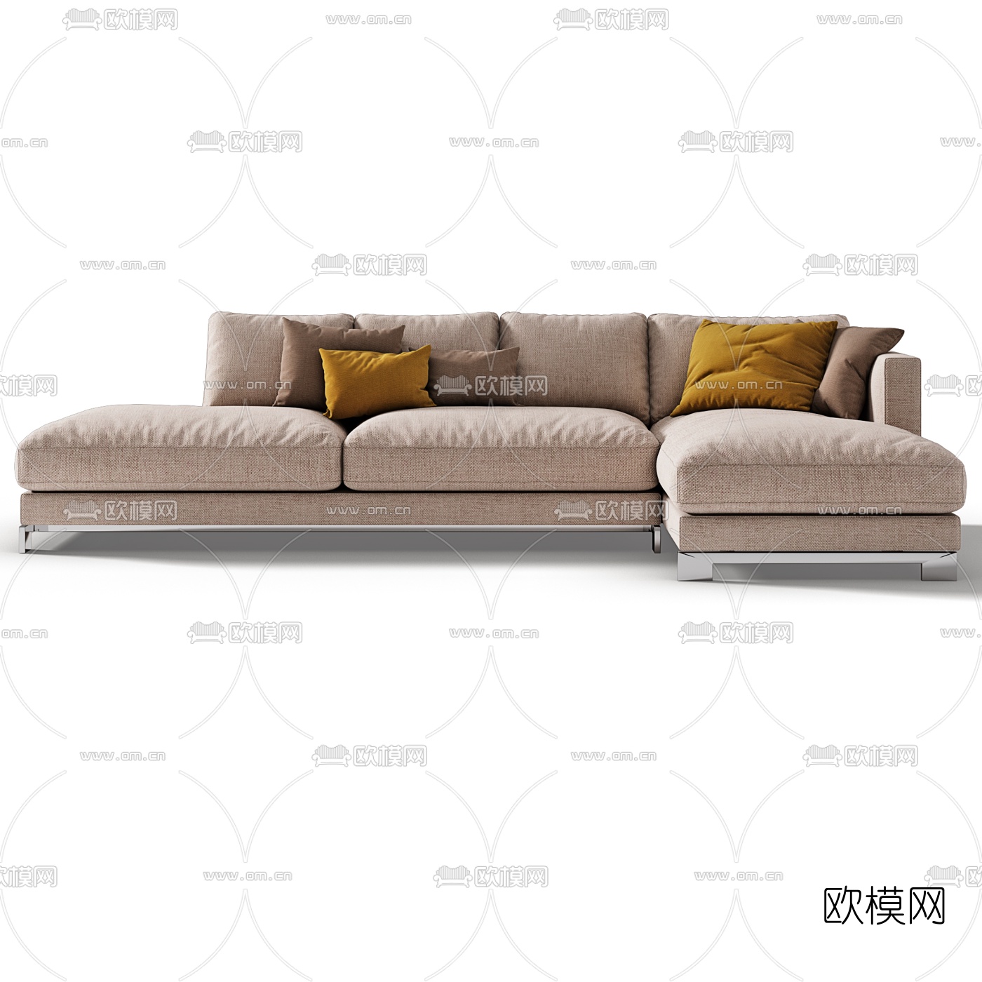 现代布艺多人转角沙发3d模型