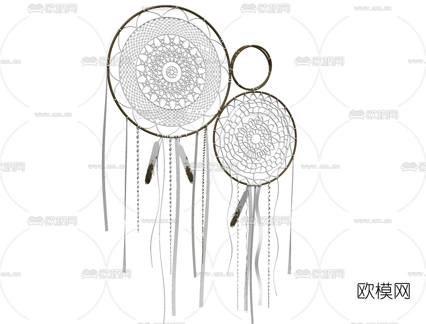 自然风民族针织挂件su模型下载