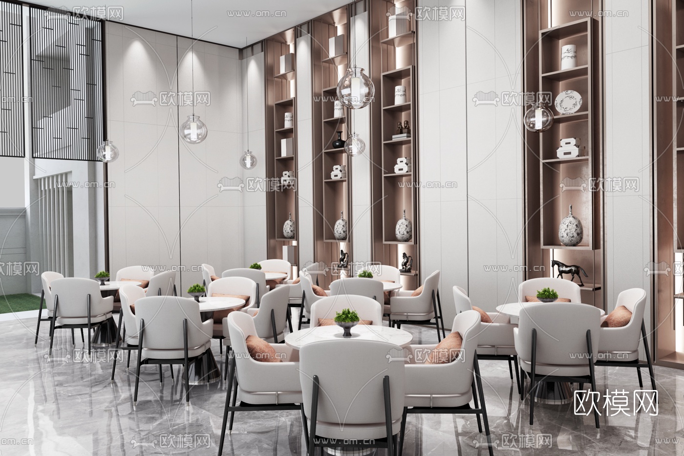 派尚设计 现代售楼处洽谈区3D模型下载（渲染图1）