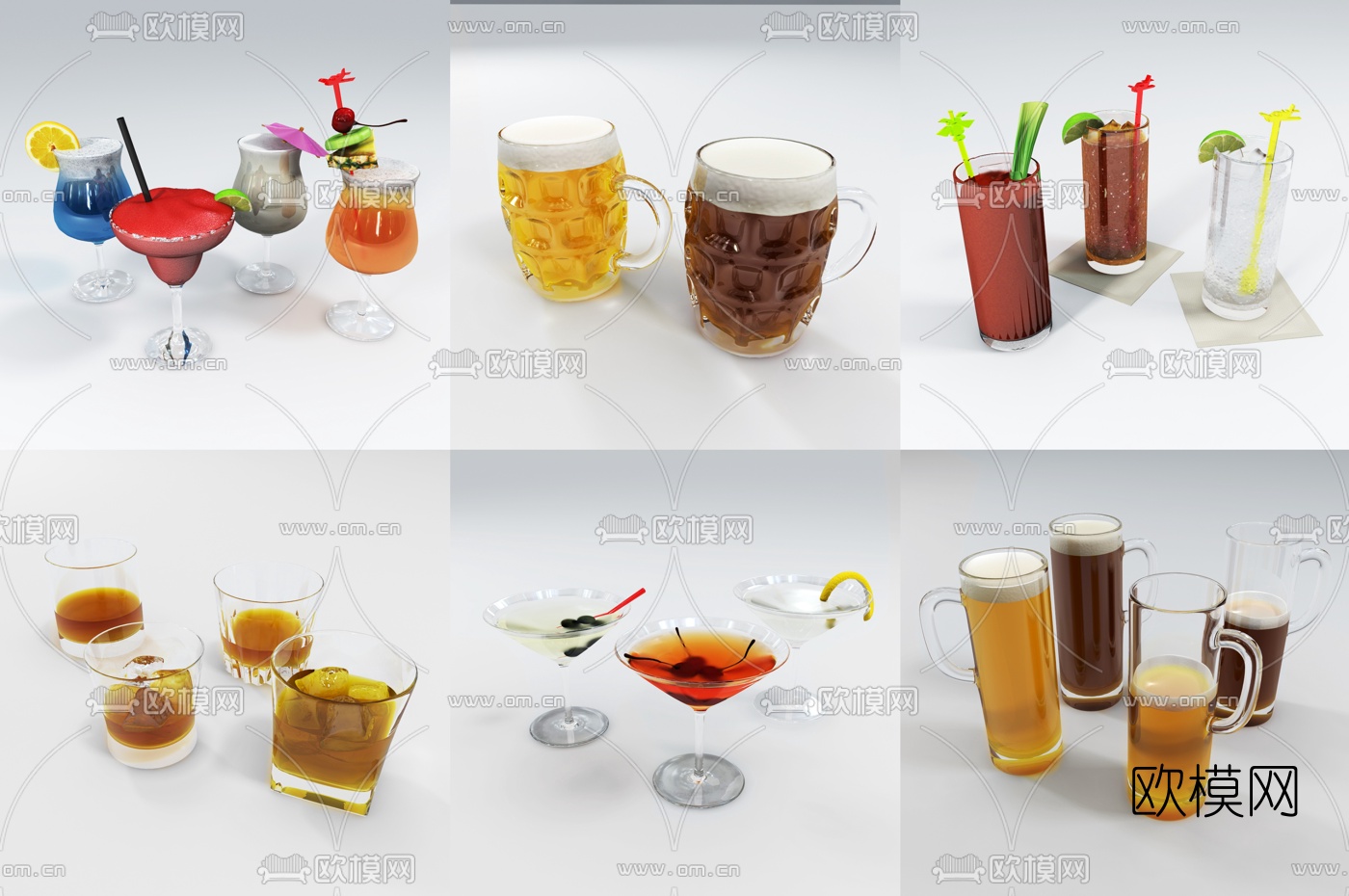 现代酒水饮料3d模型下载