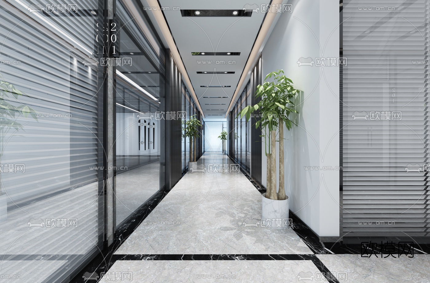 现代办公室走廊过道免费3d模型下载_ID10051656_3dmax免费模型-欧模网